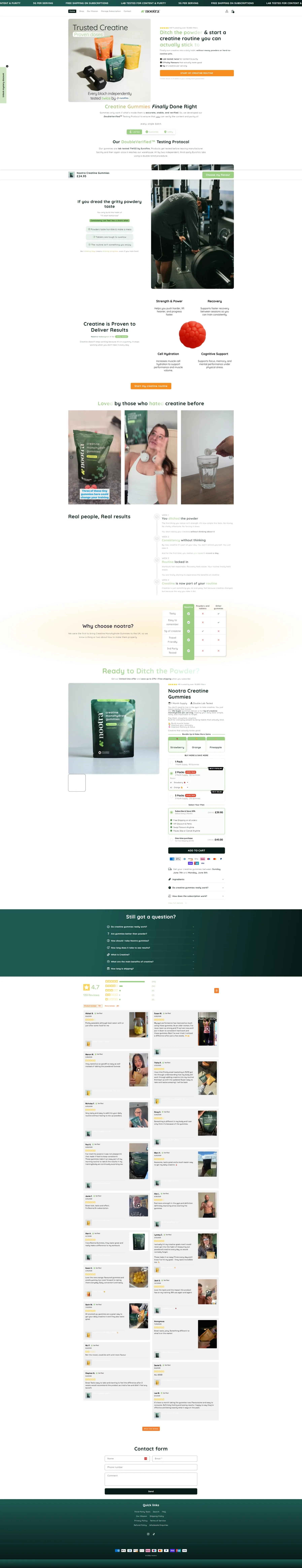 Nootra reviews page after the CRO programme